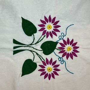 Hand Crafted Floral Embroidered Cloth - Pink, Green, Yellow